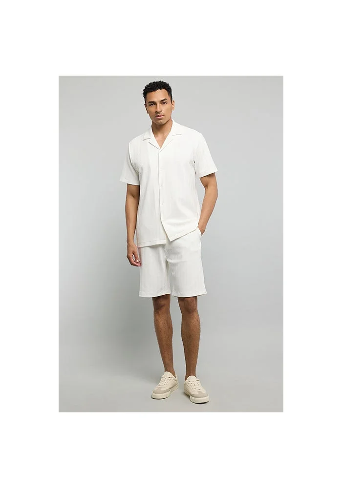 R&b Textured Shirt with Crew Neck and Short Sleeves