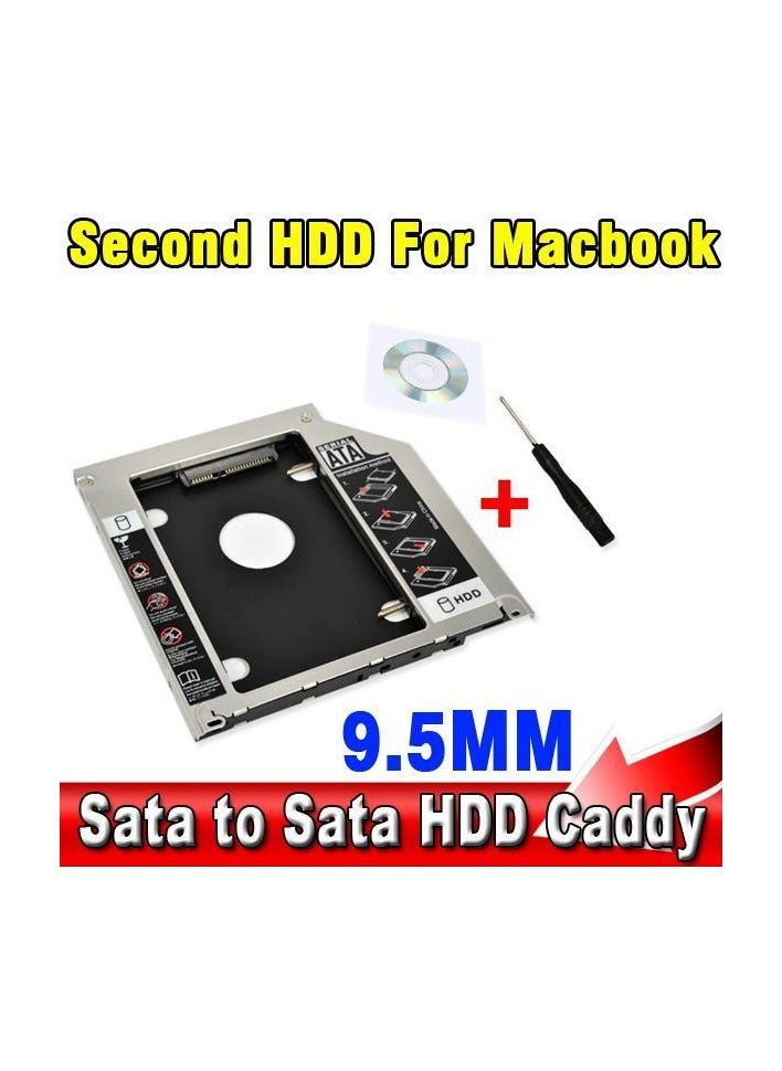 keendex - Keendex Kx1878 Second HDD Caddy 9.5mm SATA 2.5 Laptop HDD & SSD Hard Disk Drive ET-GDJ95 Silver & Black - Image 1