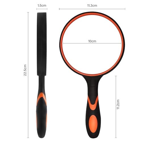 oddpod™ 8X Handheld Magnifying Glass with X-Large 100mm Lens & Non-Slip Soft Rubber Handle for Book Newspaper Reading, Insect and Hobby Observation, Classroom Science (Orange) - Image 3