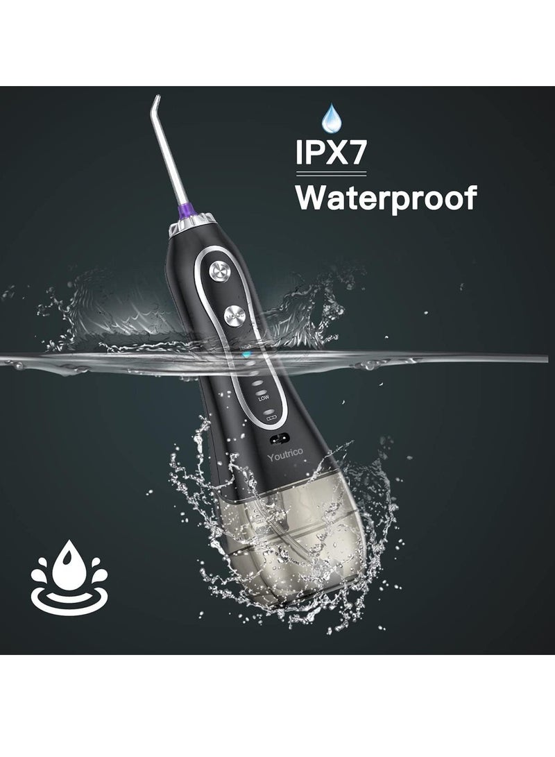 SPECTON Cordless Oral Irrigator Portable Rechargeable Dental Flossers with 5 Modes & 6 Tips with 300ml Water Tank for Home and Travel (Black) - Image 4