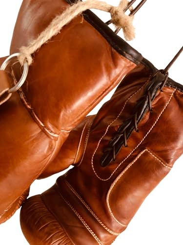 Geoffrey TAN Leather Vintage Boxing Gloves with Leather Laces | 12oz | Retro (Tan), Large - Image 5