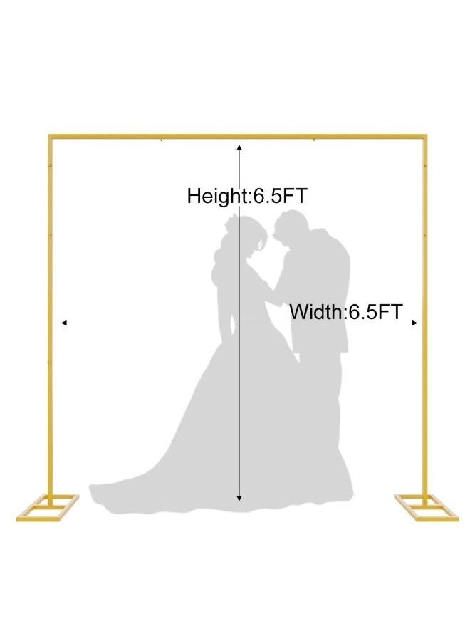 حامل خلفية قوس الزفاف، حامل خلفية مستطيل قوس الزفاف بطول 6.5 قدم للحفلات، حامل خلفية قوس معدني ذهبي - Image 2