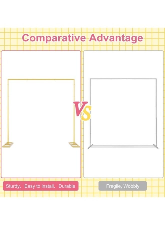 حامل خلفية قوس الزفاف، حامل خلفية مستطيل قوس الزفاف بطول 6.5 قدم للحفلات، حامل خلفية قوس معدني ذهبي - Image 5