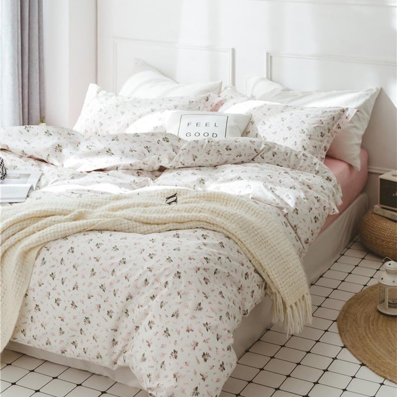 LifeTB Vintage Floral Comforter Set Full Size Garden Style Pink Floral Bedding Set Aesthetic Cottagecore Flowers Botanical Comforter Set with 2 Pillowcases Fluffy Lightweight Bedding Set for All Seasons - Image 3