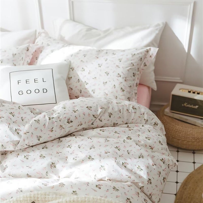 LifeTB Vintage Floral Comforter Set Full Size Garden Style Pink Floral Bedding Set Aesthetic Cottagecore Flowers Botanical Comforter Set with 2 Pillowcases Fluffy Lightweight Bedding Set for All Seasons - Image 4