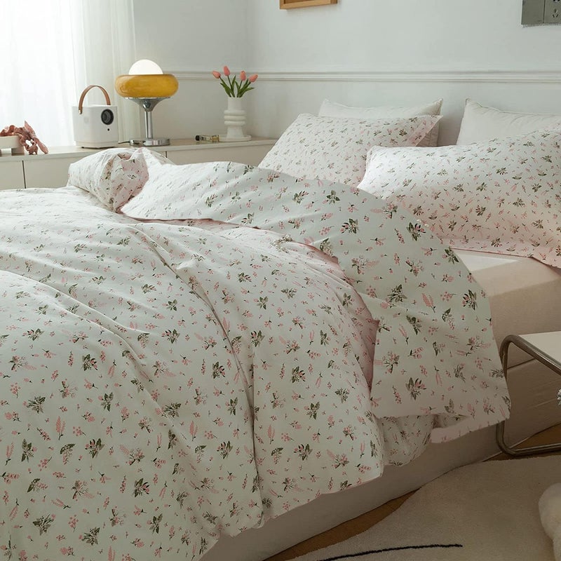 LifeTB Vintage Floral Comforter Set Full Size Garden Style Pink Floral Bedding Set Aesthetic Cottagecore Flowers Botanical Comforter Set with 2 Pillowcases Fluffy Lightweight Bedding Set for All Seasons - Image 5