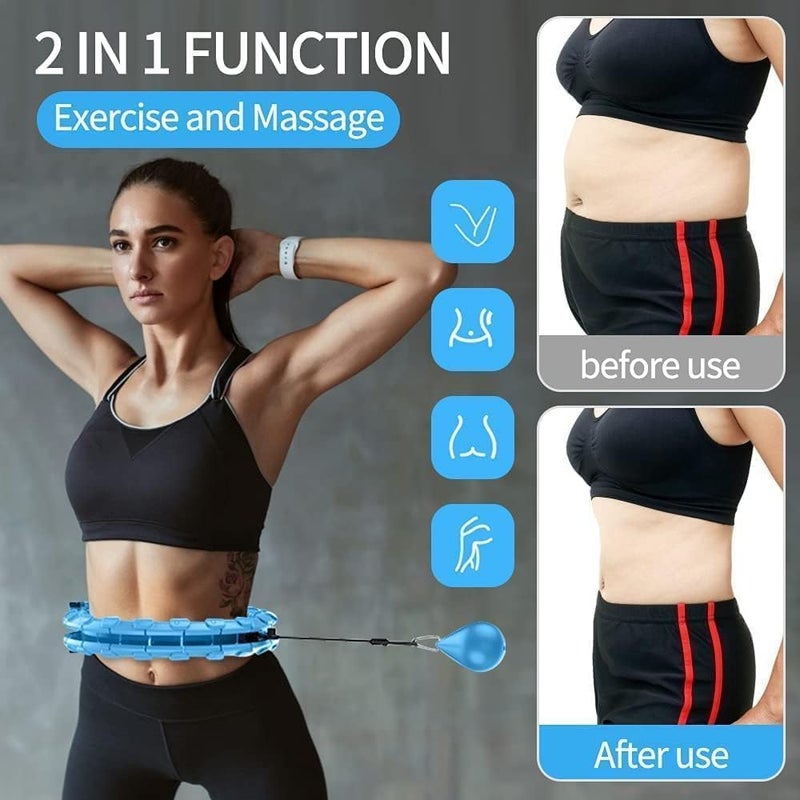 CHEENNY Smart Weighted Hula Ring Hoops, Hula Circle 24 Detachable Fitness Ring with 360 Degree Auto-Spinning Ball Massage, Gymnastics, Adult Fitness for Weight Loss-Multi Color(Design-1) - Image 2