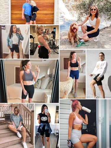 baleaf Shorts for Women Biker Workout Yoga Gym Spandex Running Volleyball Tummy Control Compression with Pockets 8" Black S - Image 2