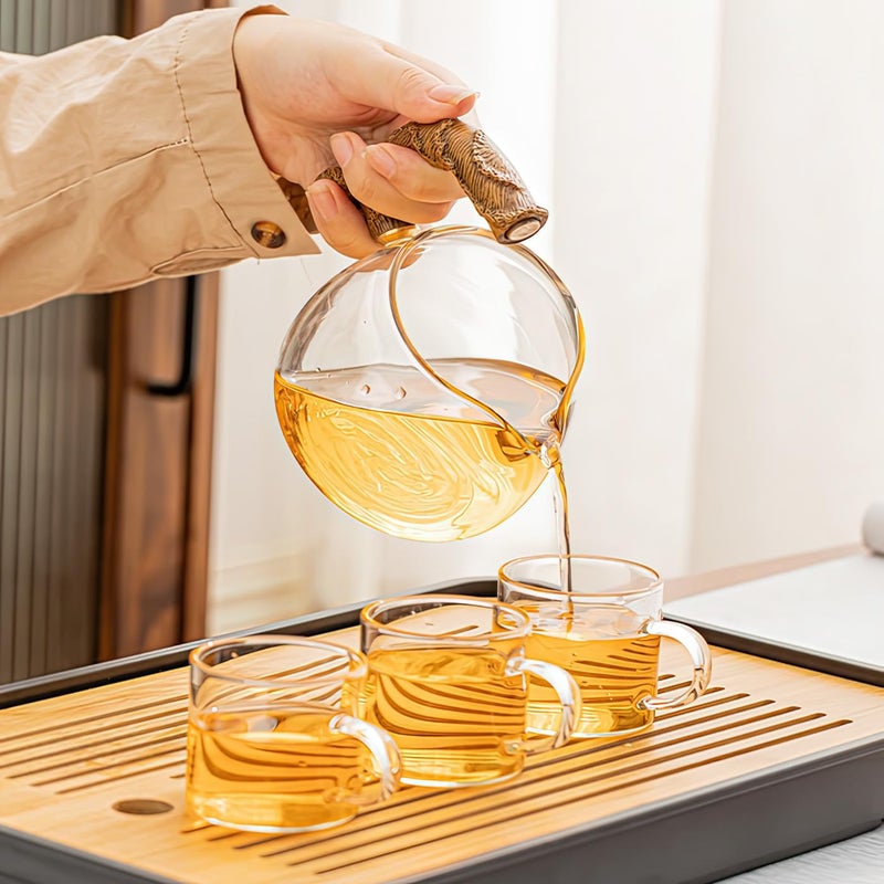 Miyxsin Semi Automatic Drip TeaPot, Home Lazy Kung Fu Glass Magnetic Tea Maker Set, Heat Resistant Magic Teapot Set, Suitable for home/office Reception Tea Set, Perfect for Holiday Gifts - Image 4