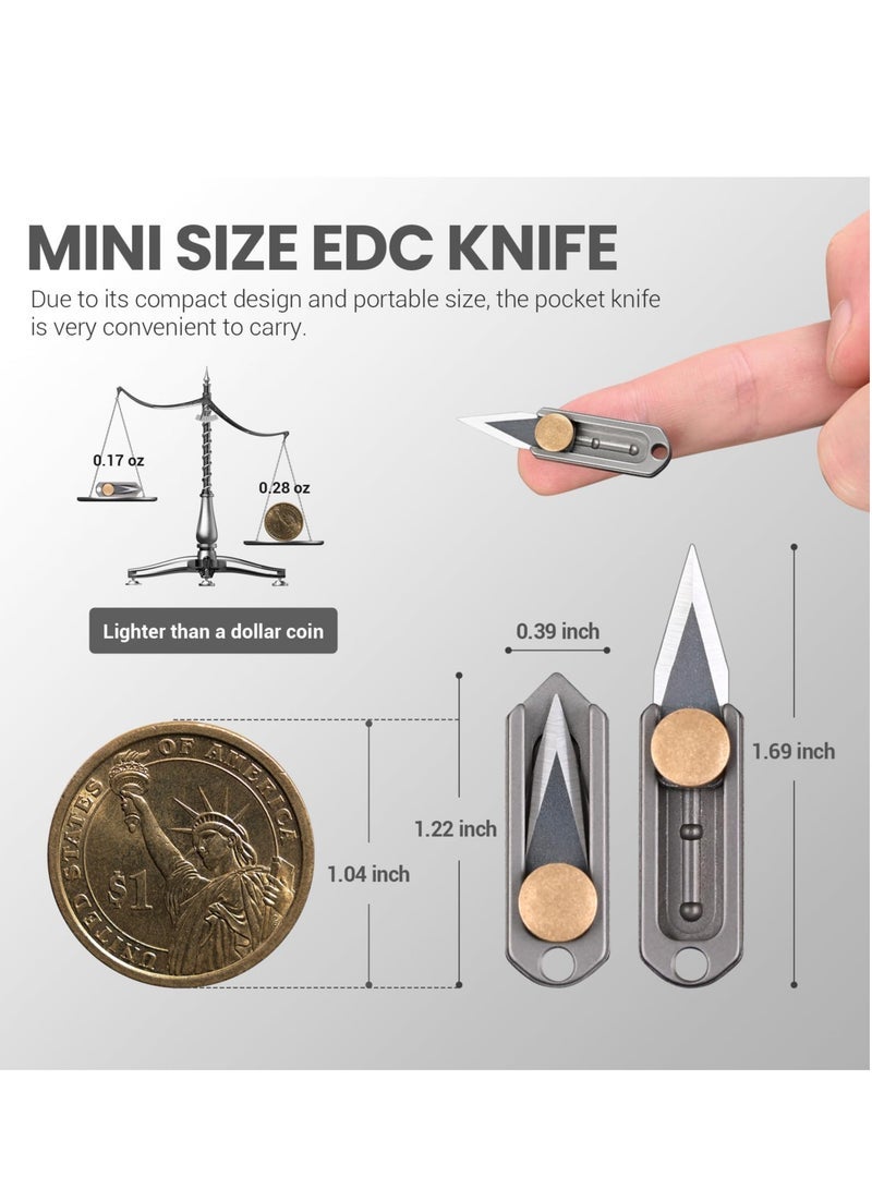 Captaintech Pocket Knife, Small Box Cutter Retractable, Keychain Knife for Men, EDC Utility Knife, Little Titanium Knifes for Everyday Carry, Gifts for Men Dad - Image 3