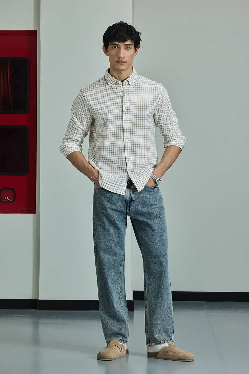 سنيتش قميص لاب كلاسيك كاروهات بمزيج الكتان