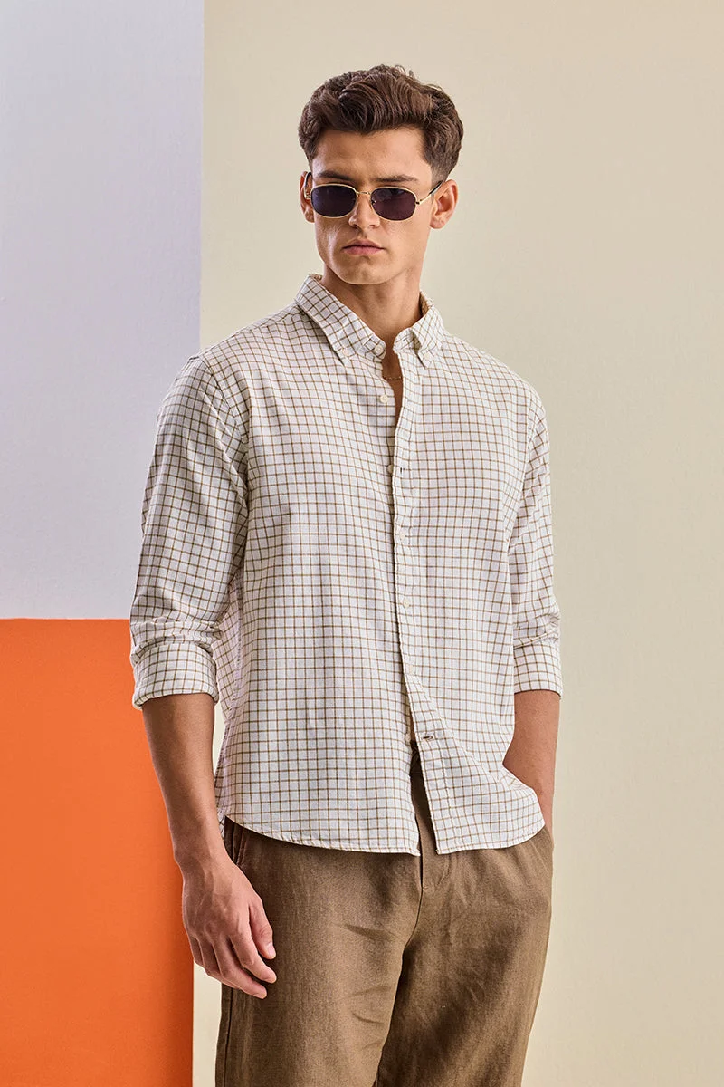 SNITCH Regular Fit Linen Blend Checks Core Lab Shirt