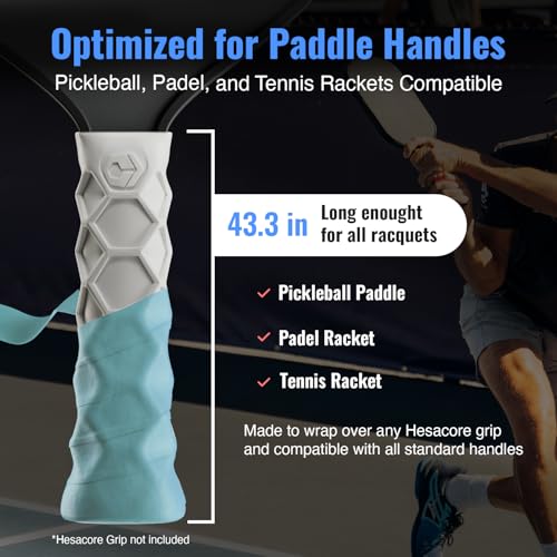 Hesacore Hesatac Overgrip Tape 12 Pack Turquoise for Pickleball Padel Tennis Sweat Absorbing Soft AntiSlip Stretchable Overgrip - Image 3