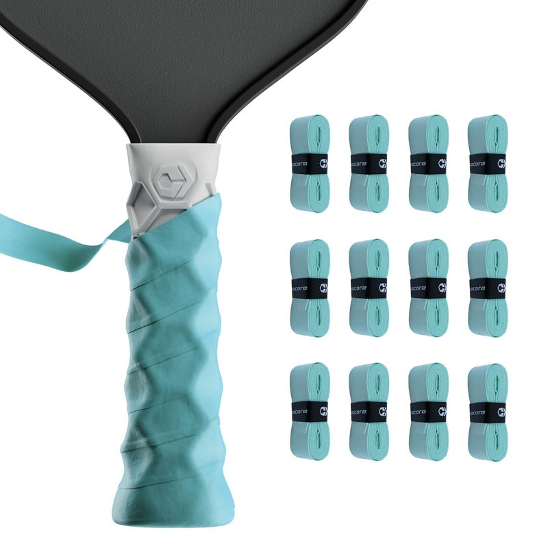 Hesacore Hesatac Overgrip Tape 12 Pack Turquoise for Pickleball Padel Tennis Sweat Absorbing Soft AntiSlip Stretchable Overgrip - Image 2