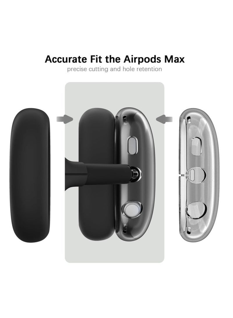 4 in-1 Clear Silicone Case Cover for AirPods Max Black - Image 5