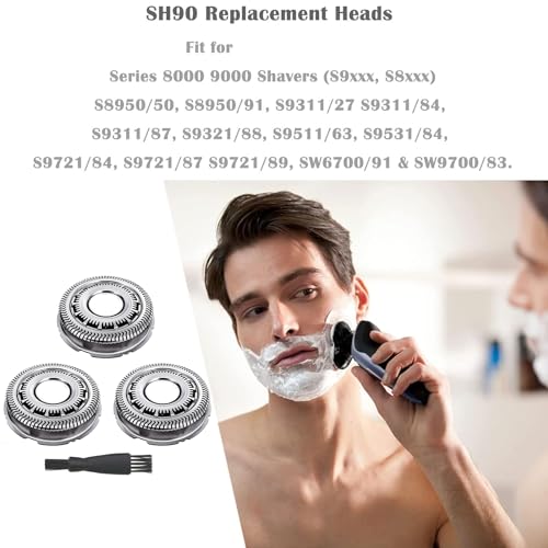 Suleto SH90/72 Replacement Head Compatible with Norelco Shavers Series 9000, SH90 Replacement Blade Part Compatible with Philips Series 9000 Shaver S9721/84, S9311/27, S9721/89, S9311/84, S8950/50 - Image 2