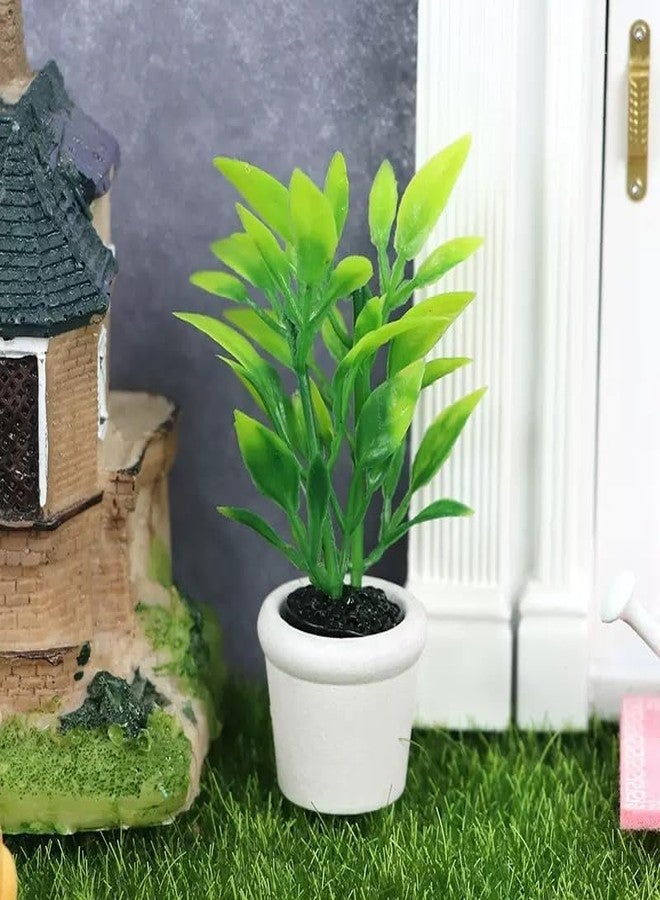 إكسسوارات تزيين بيوت الدمى بنباتات خضراء مصغرة، نباتات صغيرة مزروعة في أصص، زينة نباتية صناعية صغيرة، نباتات معلقة مصغرة في أصص، نموذج زهرة صناعية للزينة - Image 3