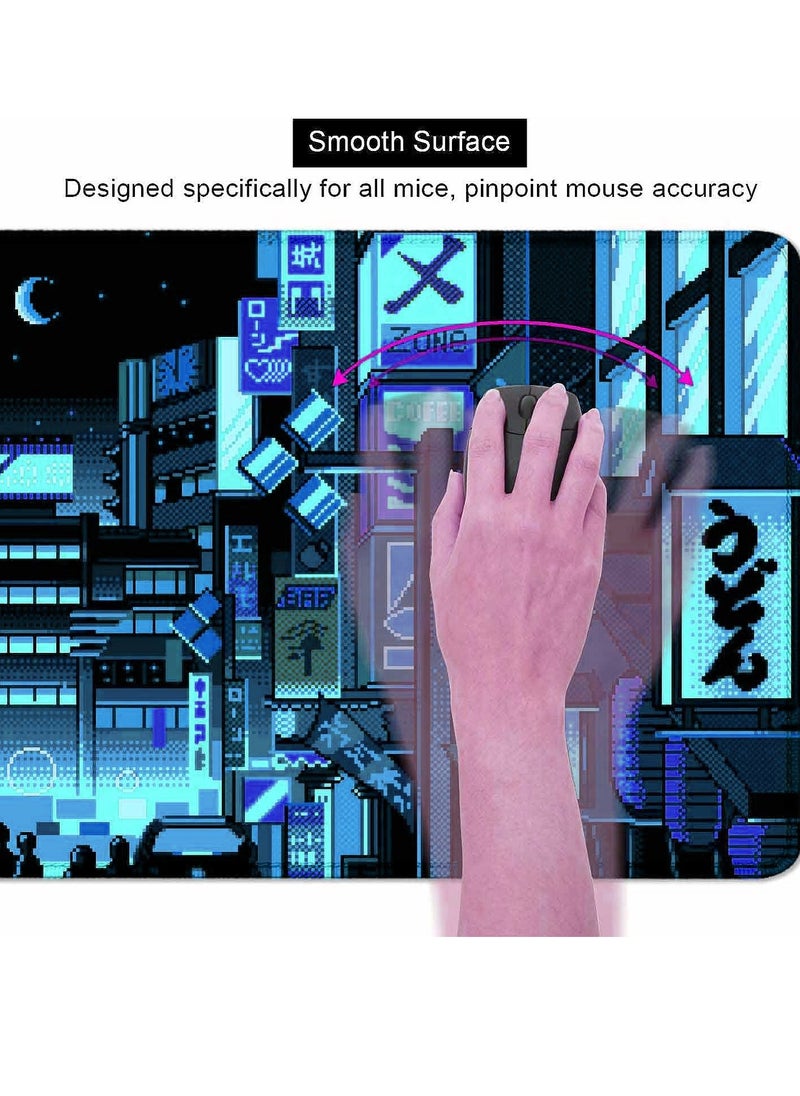 Generic - Japanese Skyline Pixel City Gaming Mouse Pad – Anti Slip Base – Speed Edition | 70 X 30 cm - Image 1