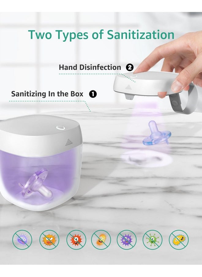 GROWNSY - GROWNSY Pacifier Sanitizer Portable, UV Light Sanitizer on The Go, USB Charging Sanitizer Case, Mini Pacifier Sanitizer 99.99% Cleaned in 59 Seconds (White) - Image 1