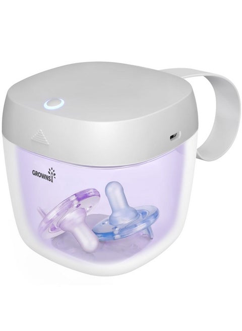 GROWNSY Pacifier Sanitizer Portable, UV Light Sanitizer on The Go, USB Charging Sanitizer Case, Mini Pacifier Sanitizer 99.99% Cleaned in 59 Seconds (White)