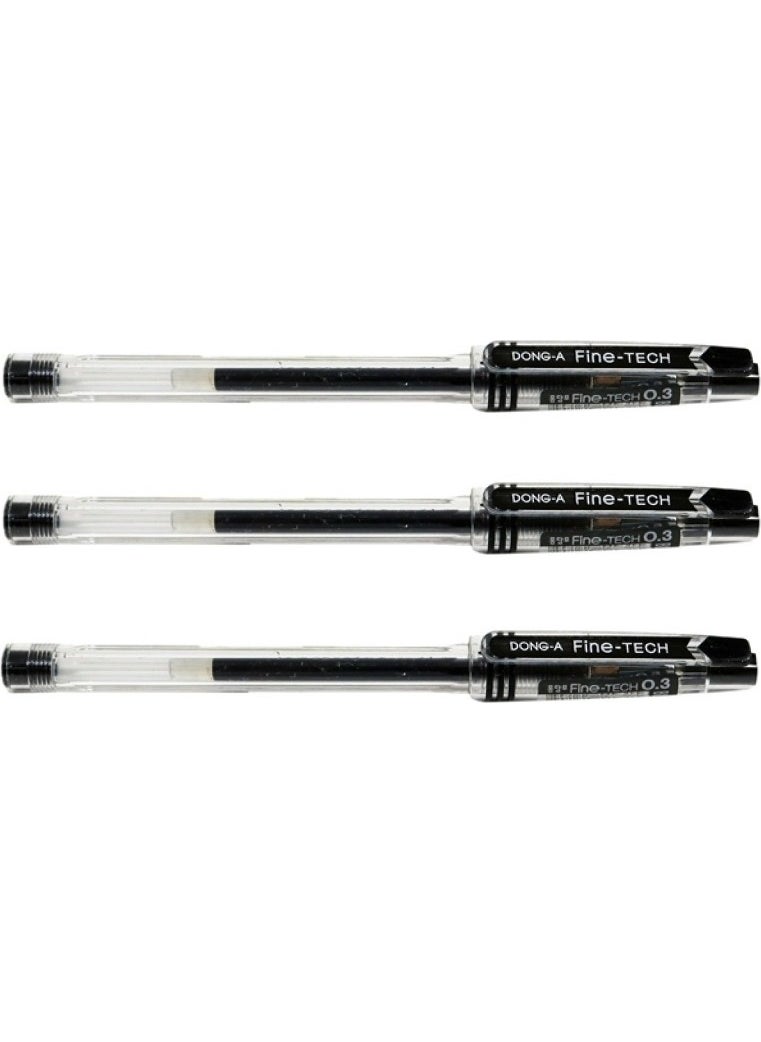 Dong-A - Fine-Tech Gel 0.3 mm Pen Black 3-pack - Image 1