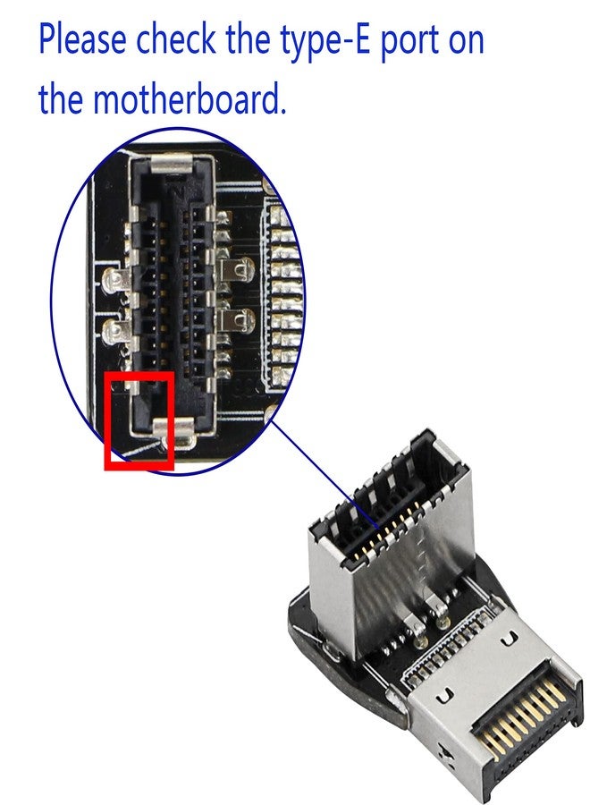 CERRXIAN 90 Degree USB Type E Adapter, Up Angle USB 3.2 Type E Male to Female Front Panel Internal Connector Adapter High Speed 10Gbps for USB C Header Motherboard(Up/A) - Image 3