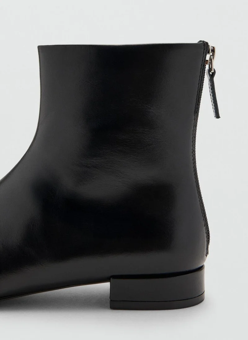 MANGO Zipped leather ankle boots