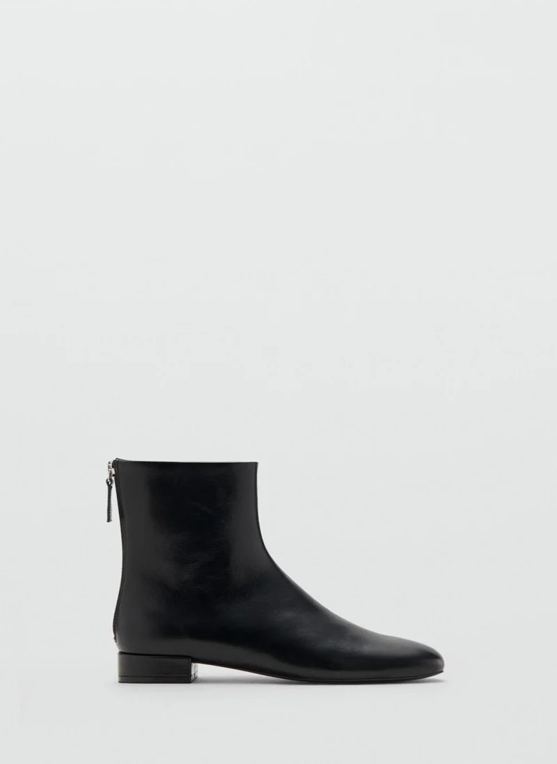 MANGO Zipped leather ankle boots