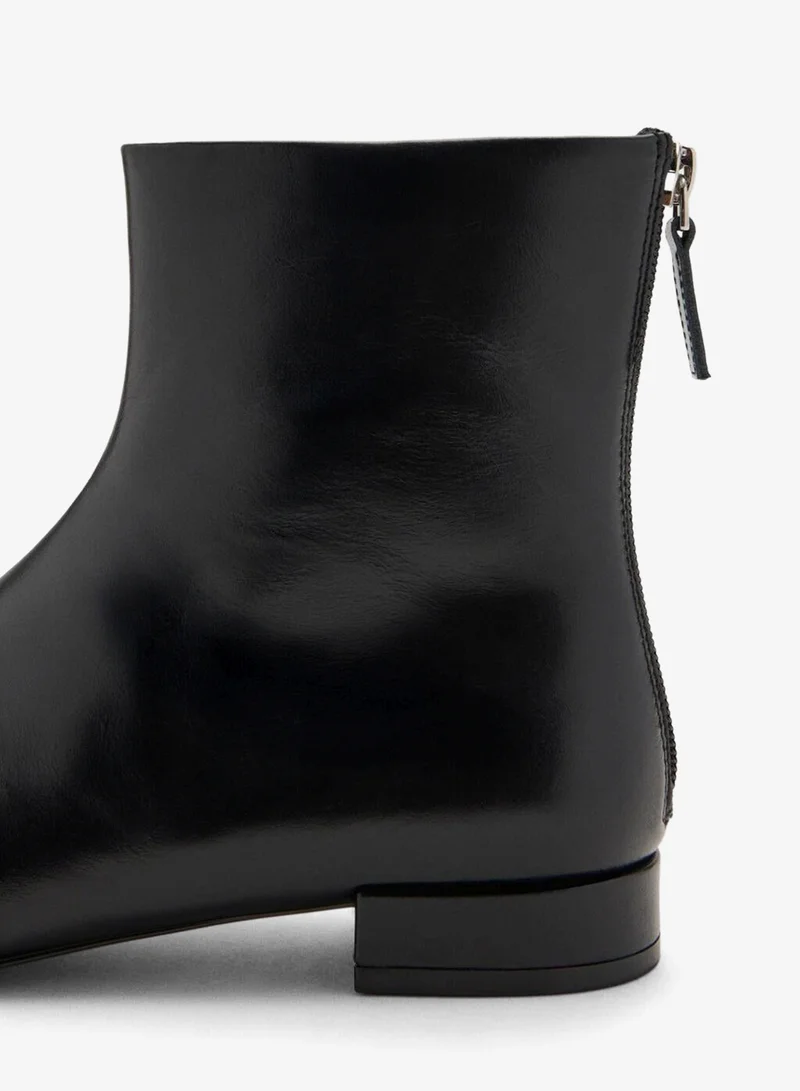MANGO Zipped leather ankle boots