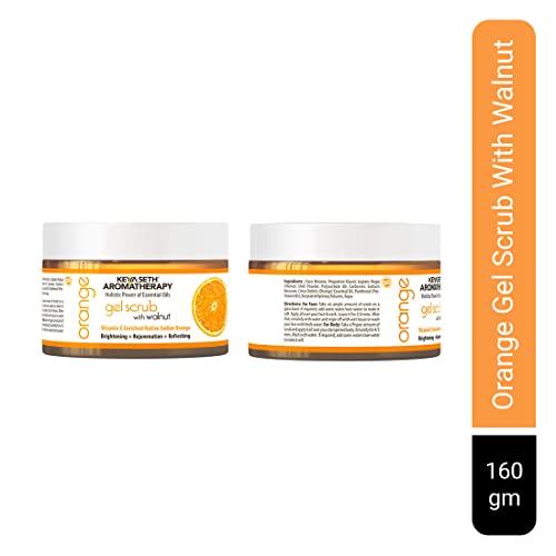 KEYA SETH AROMATHERAPY, DEVICE OF DROP KEYA SETH AROMATHERAPY Orange Gel Scrub, Vitamin C Enriched, Walnut Shell, Natural Exfoliation, Removes Dead Cells, Brightening, Refreshing- 160gm - Image 2