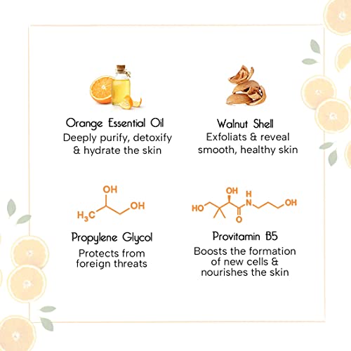 KEYA SETH AROMATHERAPY, DEVICE OF DROP KEYA SETH AROMATHERAPY Orange Gel Scrub, Vitamin C Enriched, Walnut Shell, Natural Exfoliation, Removes Dead Cells, Brightening, Refreshing- 160gm - Image 4