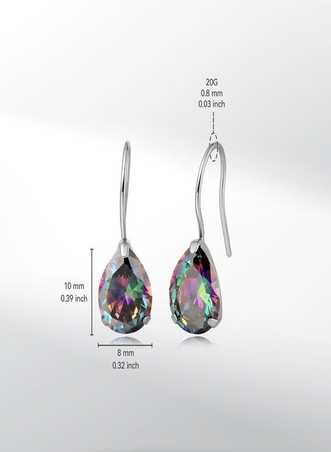 Limerencia Hypoallergenic Pure Titanium Cubic Zirconia Dangle Hoop Earrings,Water drops CZ/Opal Lightweight Drop Earrings for Sensitive Ears Women (Water drops, Multi-color CZ) - Image 3