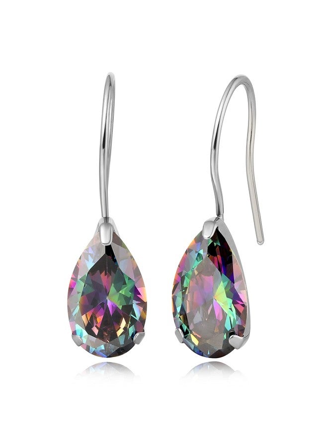 Limerencia Hypoallergenic Pure Titanium Cubic Zirconia Dangle Hoop Earrings,Water drops CZ/Opal Lightweight Drop Earrings for Sensitive Ears Women (Water drops, Multi-color CZ) - Image 1