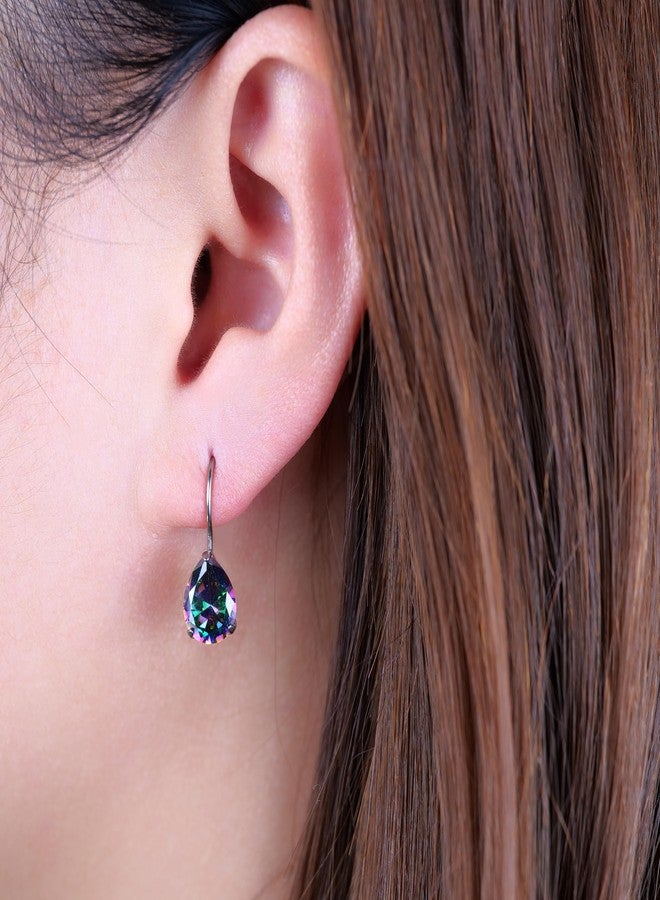 Limerencia Hypoallergenic Pure Titanium Cubic Zirconia Dangle Hoop Earrings,Water drops CZ/Opal Lightweight Drop Earrings for Sensitive Ears Women (Water drops, Multi-color CZ) - Image 4