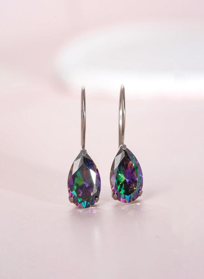 Limerencia Hypoallergenic Pure Titanium Cubic Zirconia Dangle Hoop Earrings,Water drops CZ/Opal Lightweight Drop Earrings for Sensitive Ears Women (Water drops, Multi-color CZ) - Image 5