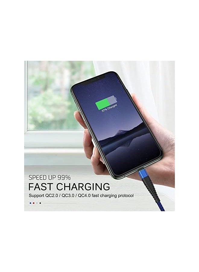LINJIE - 1m 2m 3m USB Cable Charger For iPhone Cable, Data Cable, Compatible with Smartphone, Tablet, iPhone iPad iPod and Other Devices Fast Charging Cord Phone Data Long Wire (3M, Blue) - Image 1