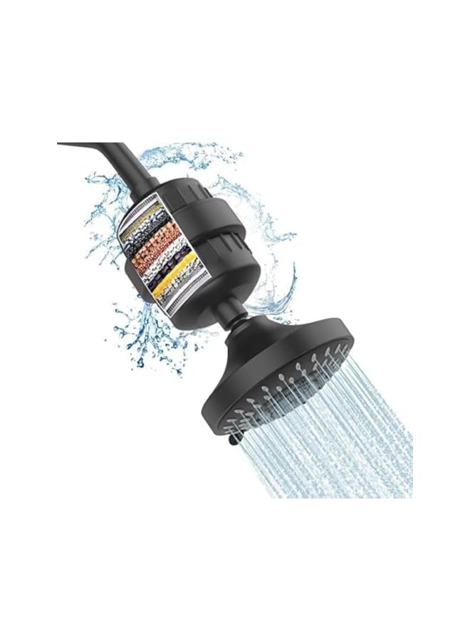 Filtered Shower Head 20 Stage Shower Filter Combo High Pressure Rain Shower Heads Filter for Hard Water Detachable 5 Modes Adjustable Water Softener Remove Chlorine Fluoride - Image 1