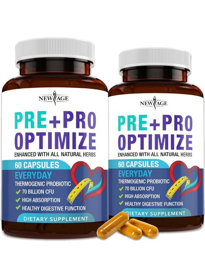 New Age Pro Optimize Probiotics for Women, Menopause, 70 Billion CFU, Digestive Health - Relief for Bloating, Hot Flashes, Joint Support, Night Sweats - Gut Health & Metabolism - Dong Quai (120 (Pack of 2)) - Image 1