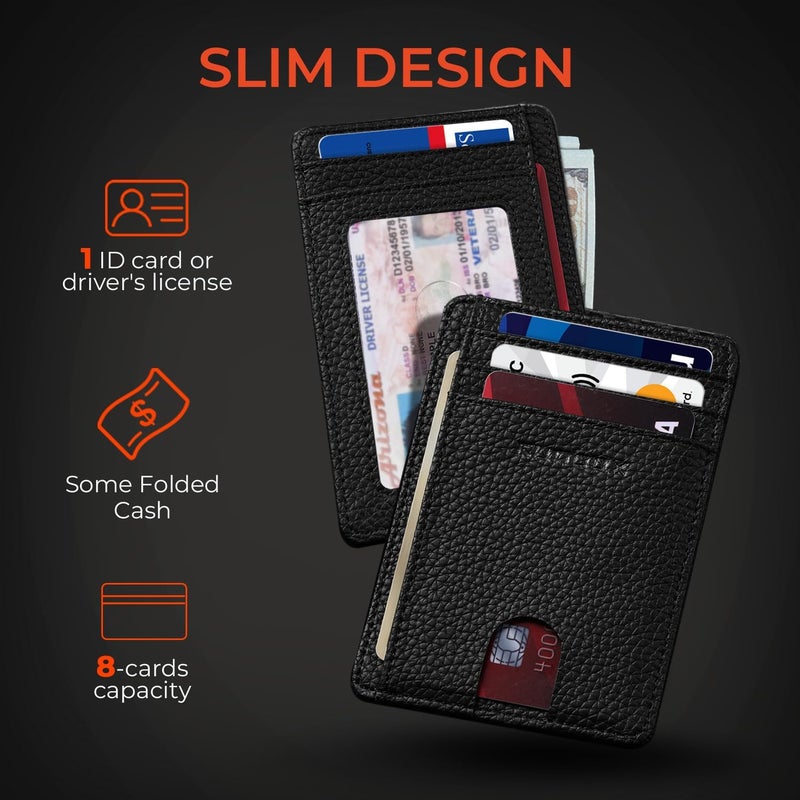 RUNBOX Slim ID Cases Minimalist Front Pocket RFID Blocking Leather Wallets for Men and Women Card Holder Wallets Gifts for men - Image 3