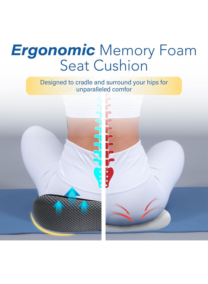 Car Seat Cushion, Ergonomic Memory Foam Car Cushion for Sciatica Pain Relief, Larger Driving Seat Pillow for Short Drivers on Long Drives - Butt Pillow for Truck, Office, Wheelchair - Black&Gray - Image 4