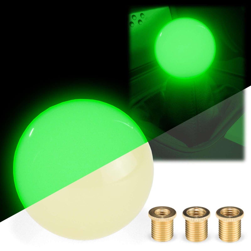 EZAUTO WRAP Glow Green Auto Car Shift Knob Round Ball Weighted Manual Gear Stick Shifter Adapter JDM Universal - Image 2
