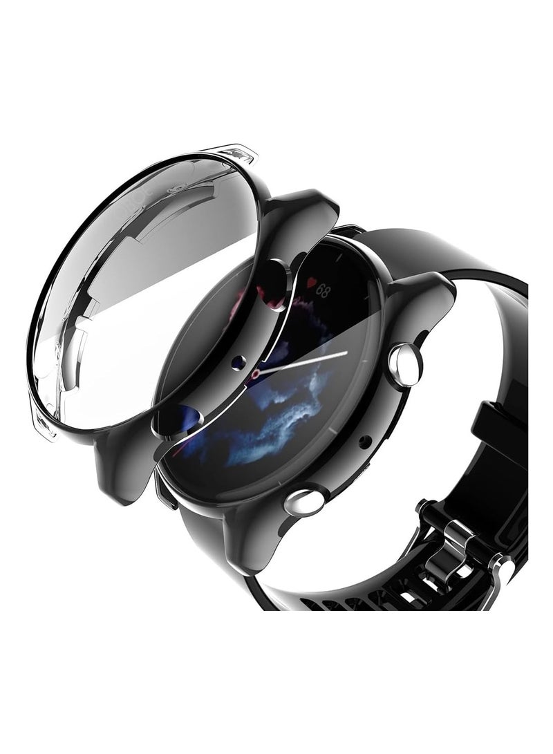 حافظة حماية للشاشة ELMO3EZZ متوافقة مع ساعة Amazfit GTR 3/GTR 3 Pro غطاء ناعم من مادة TPU مقاوم للصدمات وغطاء ممتص للصدمات رفيع (أسود)