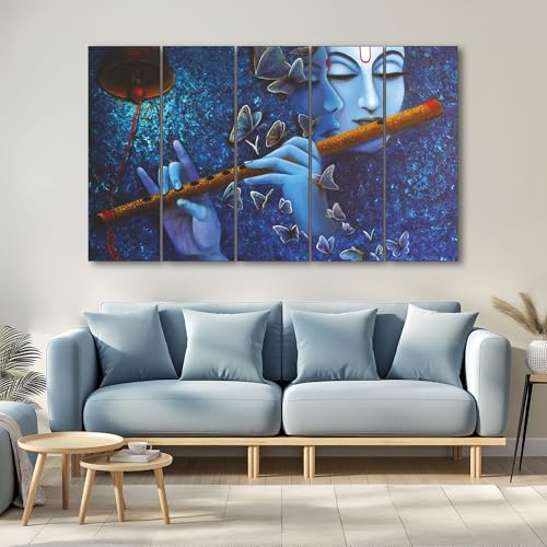 The Castle Decor Radha Krishna Wall Painting for Living Room Big Size - Radha Krishna Painting Wall Decor for Bedroom, Office, Hotels - Peaceful Digital Painting Wooden Framed for Gifting (27x48 inch) - Image 1