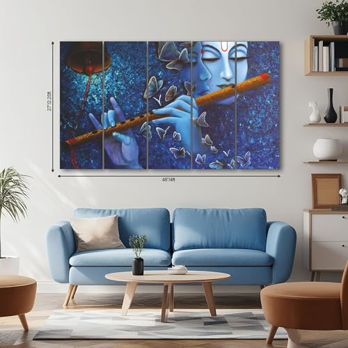 The Castle Decor Radha Krishna Wall Painting for Living Room Big Size - Radha Krishna Painting Wall Decor for Bedroom, Office, Hotels - Peaceful Digital Painting Wooden Framed for Gifting (27x48 inch) - Image 2