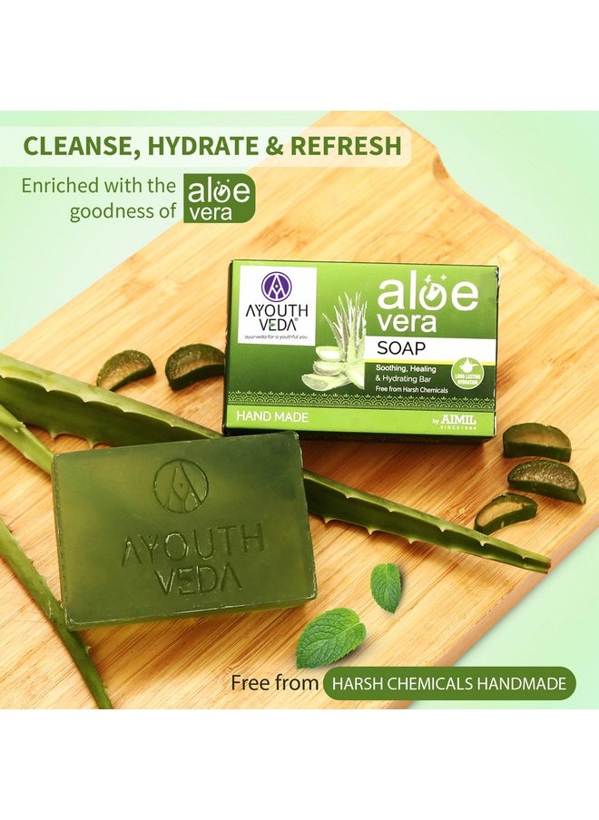 AYOUTHVEDA - Aloe Vera Bathing Soap | Enriched With Aloe Vera Extract For Glowing Skin | Smoothing, Healing & Hydrating Bar | Handmade Soap Without Harsh Chemicals 125G - Image 1