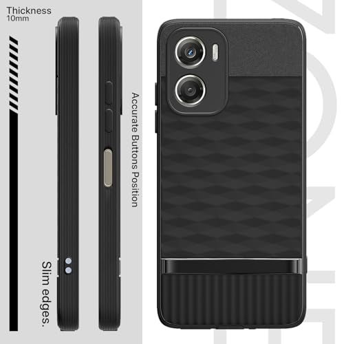 Pikkme Back Cover for Motorola Moto G06 Power Camera Protection 3D Hexa Cube Design Silicone Protective Bumper Case (Black) - Image 3