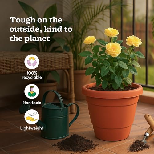 UGAOO Cosmos Plastic Pot for Plants 8 Inch (Set of 12), Plant Pots for Balcony & Home Decor, Plastic Flower Pot for Gardening, Planting Pots for Garden & Outdoor Spaces - Image 5
