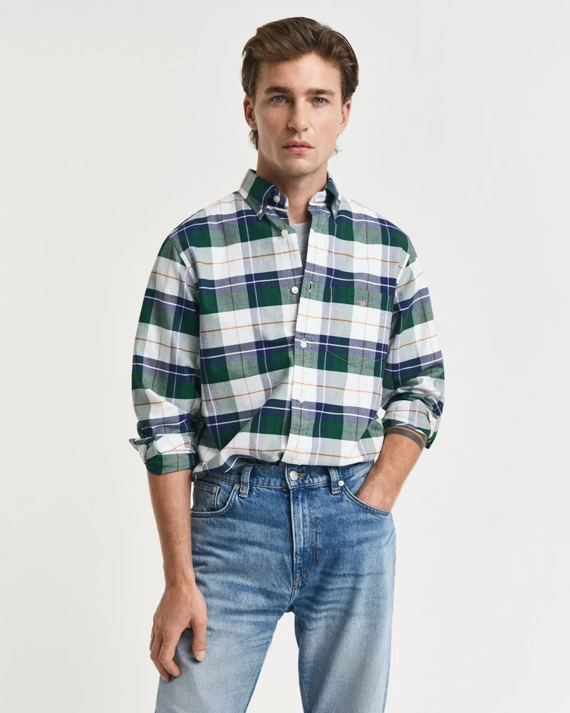 GANT Regular Fit Checked  Classic Short Sleeve  Oxford Shirt