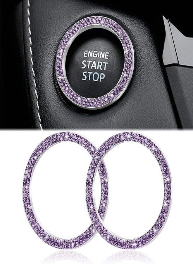 WINKA 2pcs Bling Car Engine Start Button Cover Diamond Crystal Push Start Stop Button Ring Sparkly Bling Ignition Button Cover Rhinestone Keyless Ignition Ring Universal Car Accessories (White) - Image 1