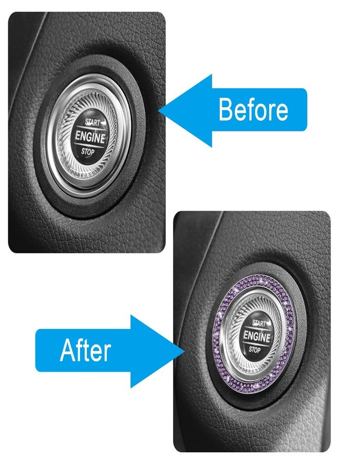 WINKA 2pcs Bling Car Engine Start Button Cover Diamond Crystal Push Start Stop Button Ring Sparkly Bling Ignition Button Cover Rhinestone Keyless Ignition Ring Universal Car Accessories (White) - Image 4